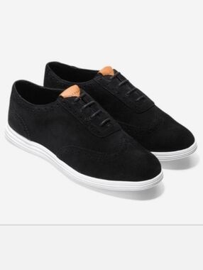 Cole Haan Misha Grand Grand.OS Black Suede White Oxford Sneakers Shoes Size 8.5
